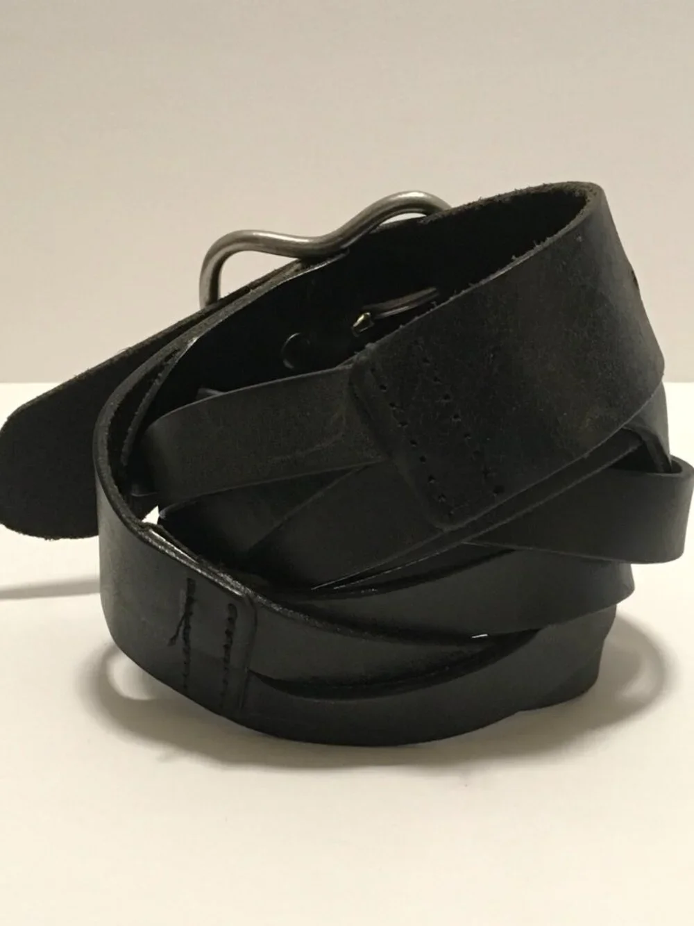 Vintage Gap Jeans 1969 Genuine Leather Belt Black USA Made Brass Buckle Size M